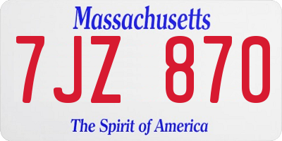 MA license plate 7JZ870