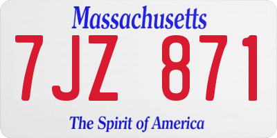 MA license plate 7JZ871