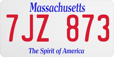 MA license plate 7JZ873