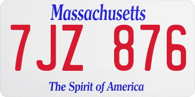 MA license plate 7JZ876