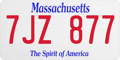 MA license plate 7JZ877