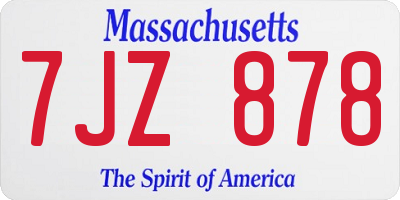 MA license plate 7JZ878