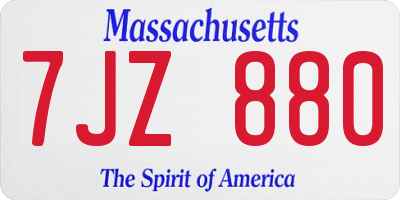 MA license plate 7JZ880