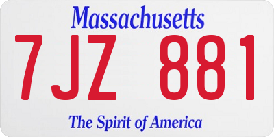 MA license plate 7JZ881