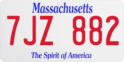 MA license plate 7JZ882