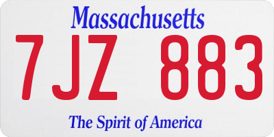MA license plate 7JZ883