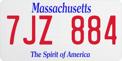 MA license plate 7JZ884