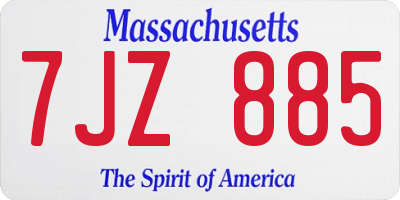 MA license plate 7JZ885