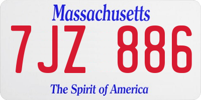 MA license plate 7JZ886