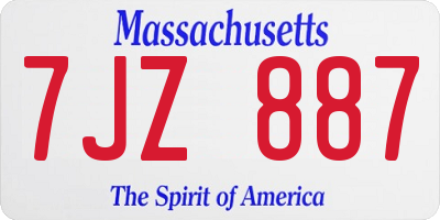 MA license plate 7JZ887