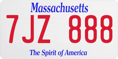MA license plate 7JZ888