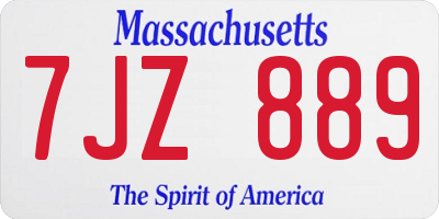 MA license plate 7JZ889