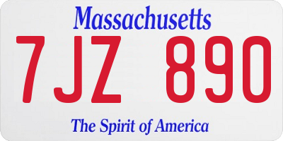MA license plate 7JZ890