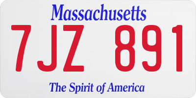 MA license plate 7JZ891