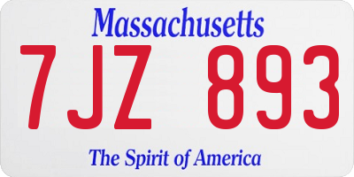 MA license plate 7JZ893