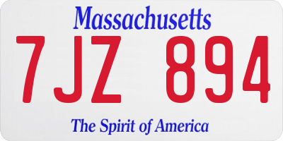 MA license plate 7JZ894