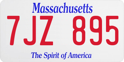 MA license plate 7JZ895