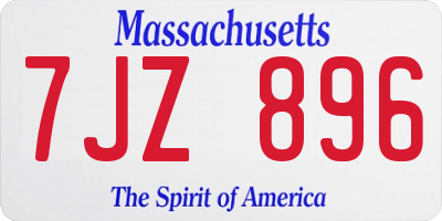 MA license plate 7JZ896