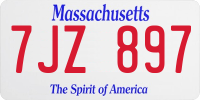 MA license plate 7JZ897