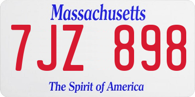 MA license plate 7JZ898