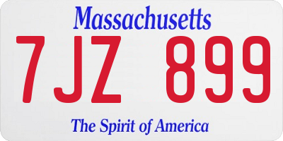 MA license plate 7JZ899