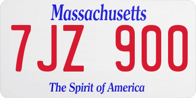 MA license plate 7JZ900
