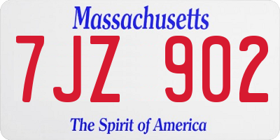 MA license plate 7JZ902
