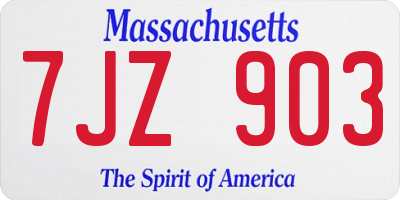 MA license plate 7JZ903