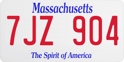 MA license plate 7JZ904