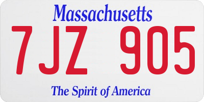 MA license plate 7JZ905
