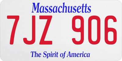 MA license plate 7JZ906