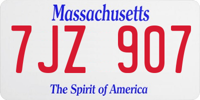 MA license plate 7JZ907