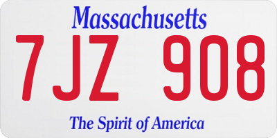 MA license plate 7JZ908