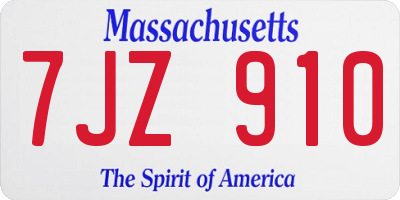 MA license plate 7JZ910