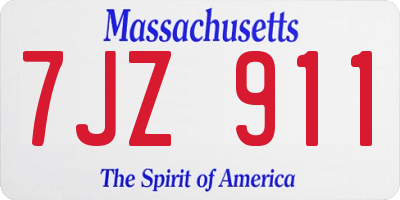 MA license plate 7JZ911