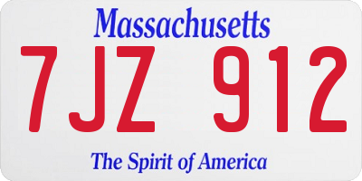 MA license plate 7JZ912
