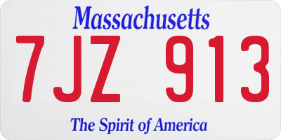 MA license plate 7JZ913