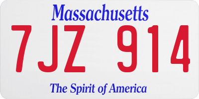 MA license plate 7JZ914