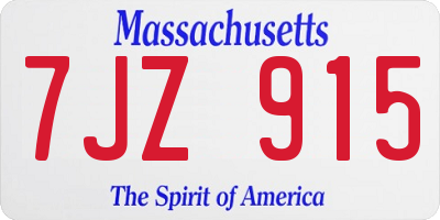 MA license plate 7JZ915