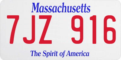 MA license plate 7JZ916