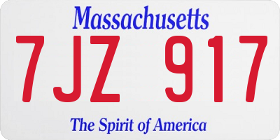 MA license plate 7JZ917
