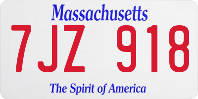 MA license plate 7JZ918