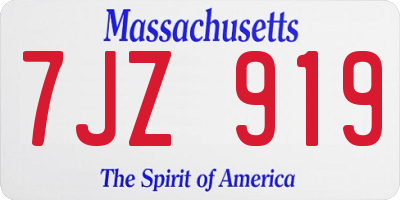 MA license plate 7JZ919