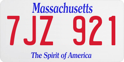 MA license plate 7JZ921