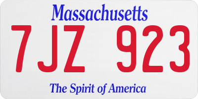 MA license plate 7JZ923