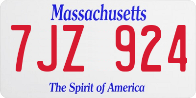 MA license plate 7JZ924