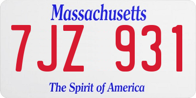 MA license plate 7JZ931