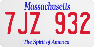 MA license plate 7JZ932