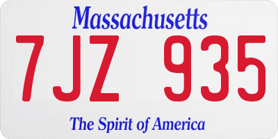 MA license plate 7JZ935