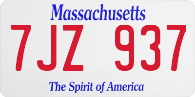 MA license plate 7JZ937
